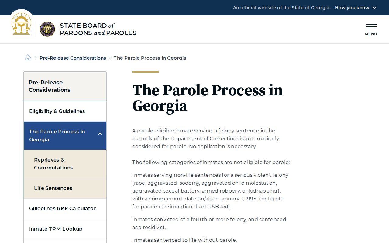 McDuffie County parole decision and probation supervision process