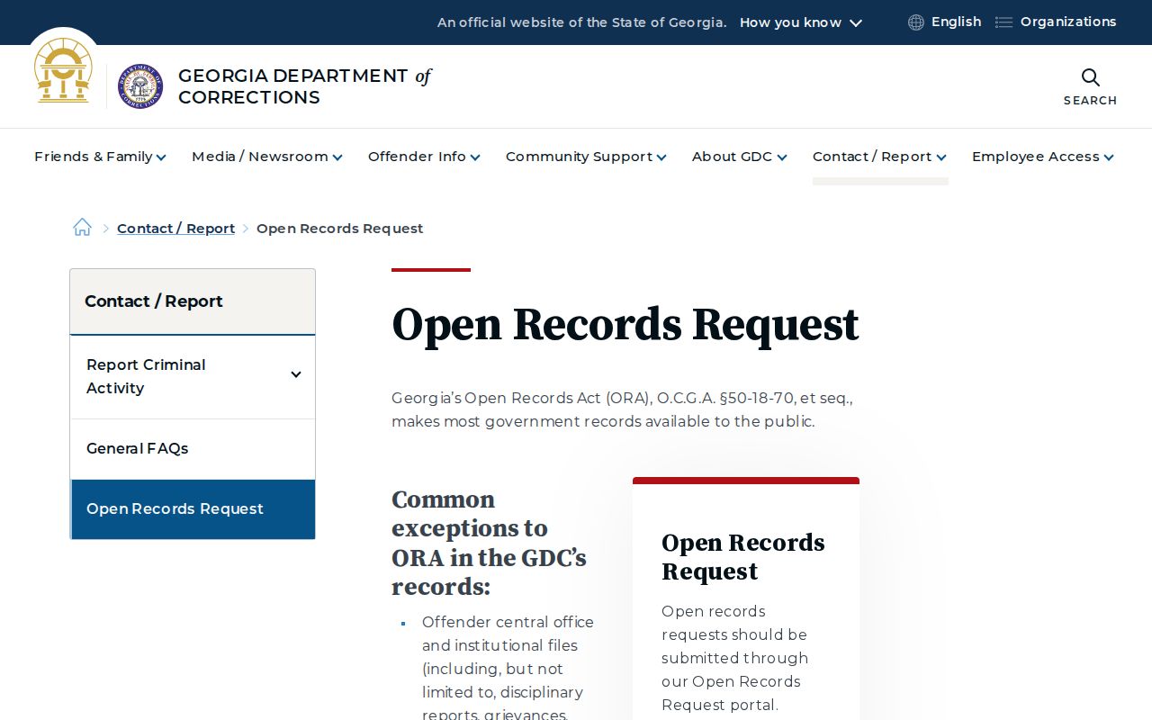 McDuffie County projected release date GDC records request